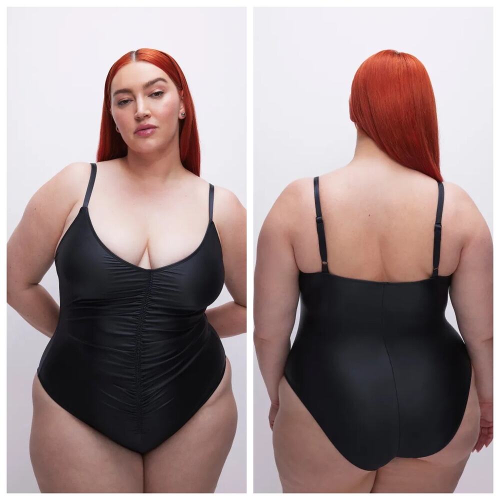 GOOD AMERICAN Always Ruched One Piece Black Classic Swimsuit Size 3XL
